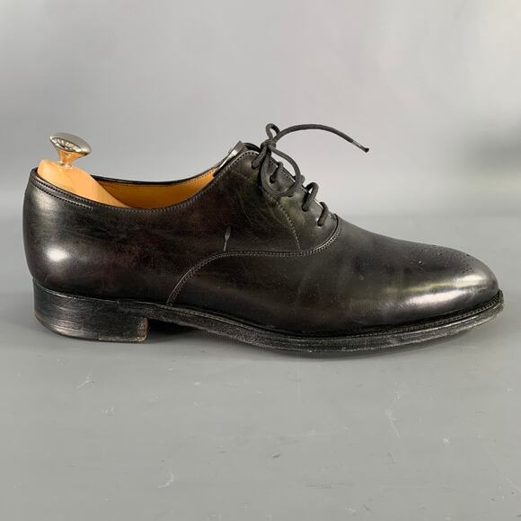 JOHN LOBB Size 9 Black Perforated Leather Pointed Toe Lace Up Shoes main image 6